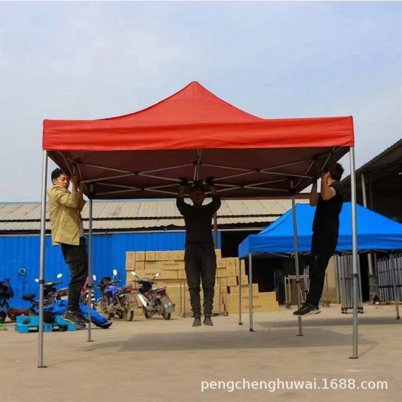 四脚六棱伸缩遮阳篷可印logo促销活动摆摊广告帐篷车棚沙滩伞