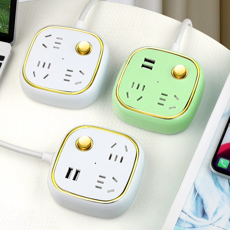 USB多孔开关插排桌面手机充电插板带长线家用扩展转换器插座迷你