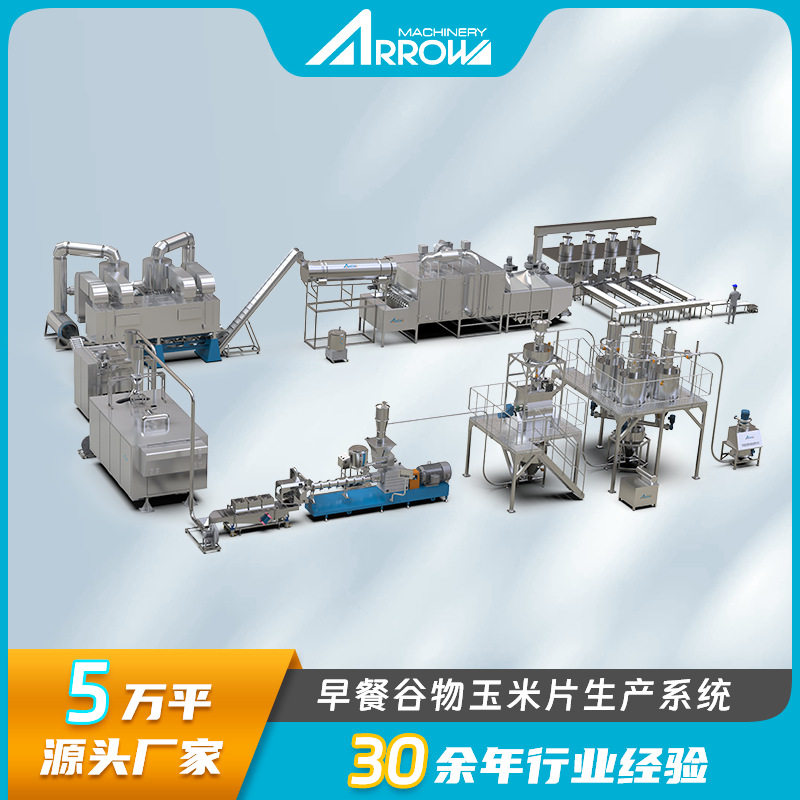 膨化型谷物代餐食品生产线 真诺智能 冲泡早餐麦圈玉米片加工设备