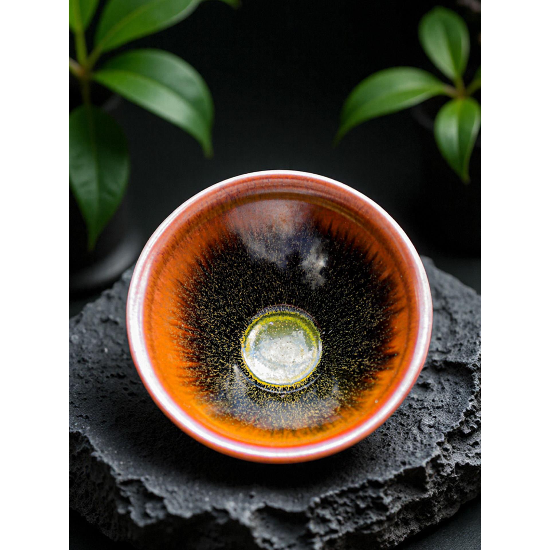 龙窑柴烧建盏茶杯茶碗建阳陶瓷覆古茶盏大号主人杯单杯斗笠礼盒装