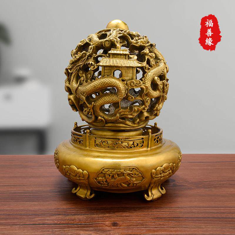 纯铜时来运转摆件扭转乾坤九转乾坤鼎九龙戏珠家居客厅装饰工艺品