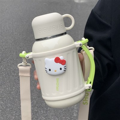 大容量保温杯女士316L不锈钢可爱学生大肚杯带茶O隔1000ml水壶新