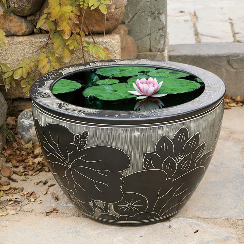 养睡莲荷花盆缸景德镇陶瓷花盆庭院阳台大花盆特大号水缸种树花缸