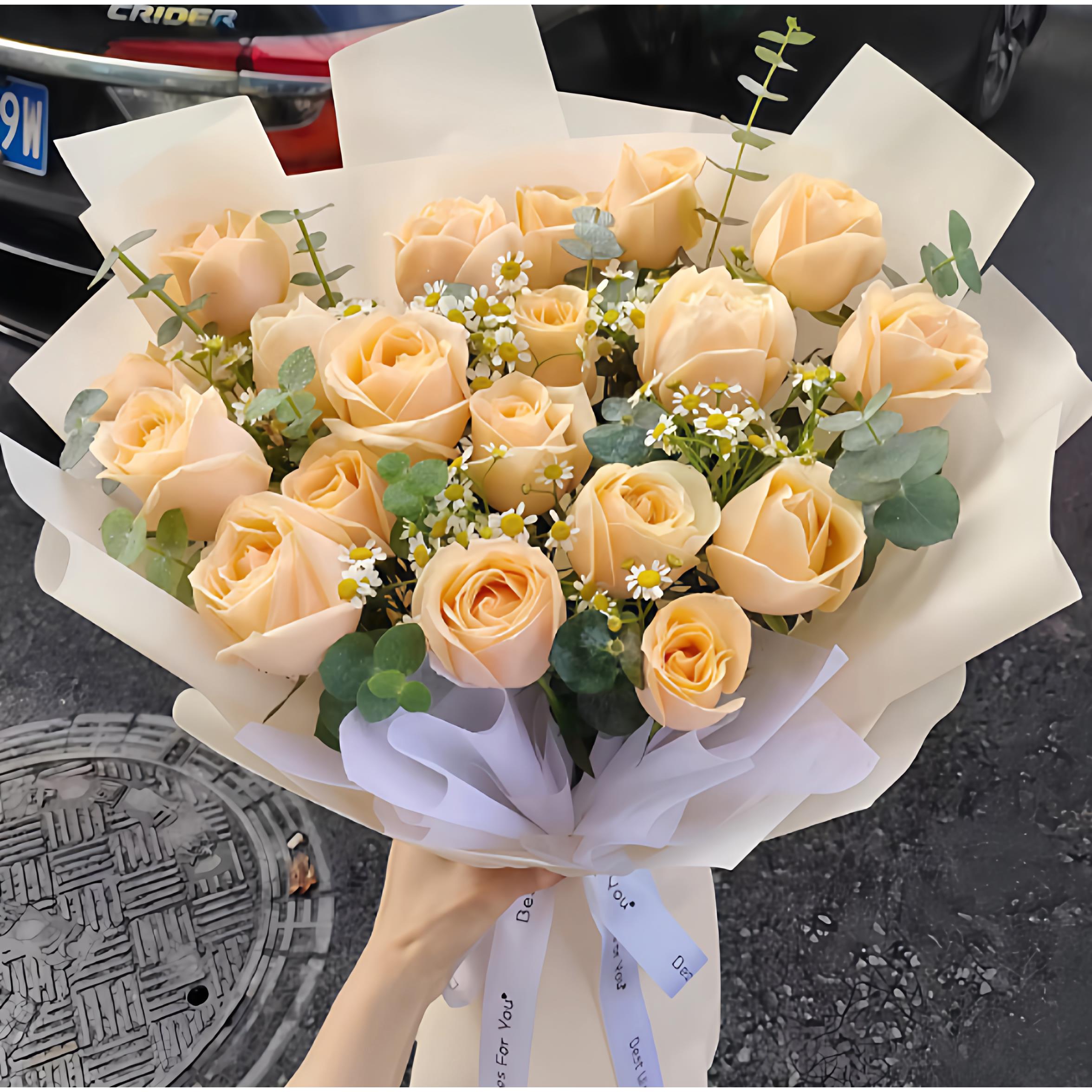 同城配送玫瑰康乃馨鲜花束速递百合生日鲜花福州