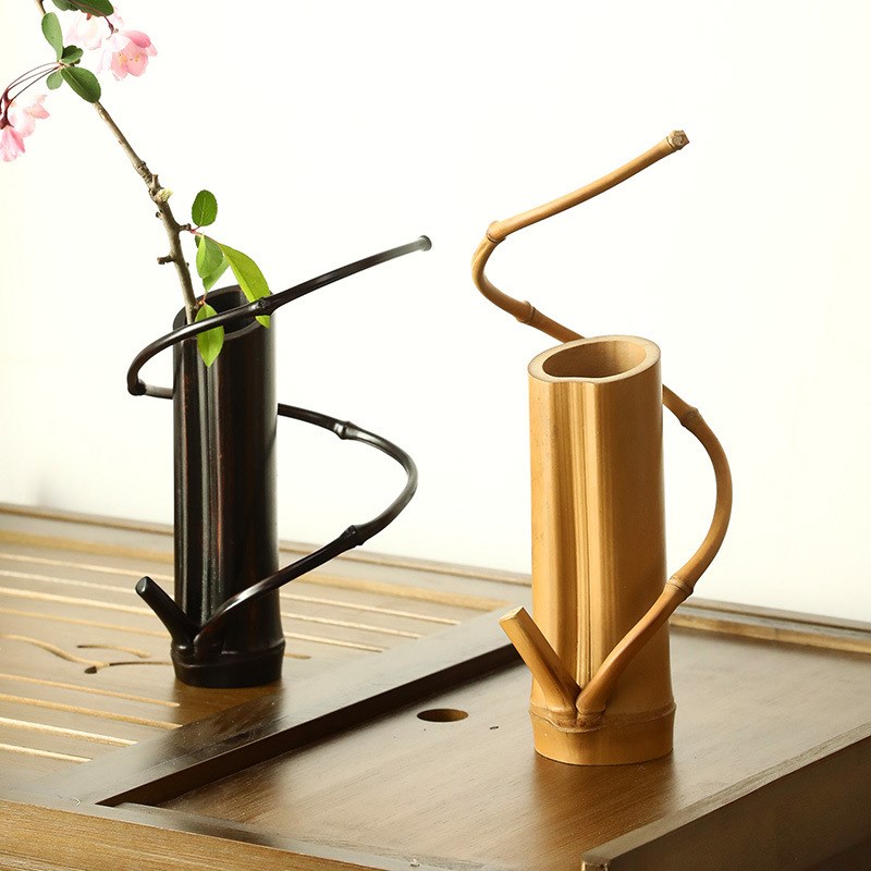 竹制花道花艺插花筒中式茶道摆件E创意禅意茶室书房酒店竹编花篮