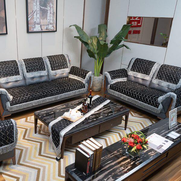 四季通用黑色防滑巾套罩坐垫简约沙发客厅欧式真皮沙发垫布艺沙发