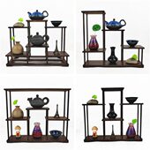 茶叶架鸡翅多宝阁茶具紫砂茶壶木子置物架展示小博古架新中式 实木