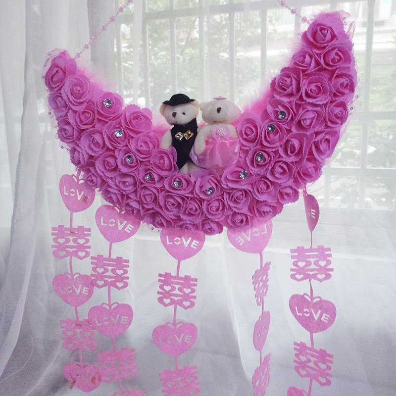 结婚挂件 婚房装饰 婚房布置装饰卧室婚房布Q置用品花球月亮爱心