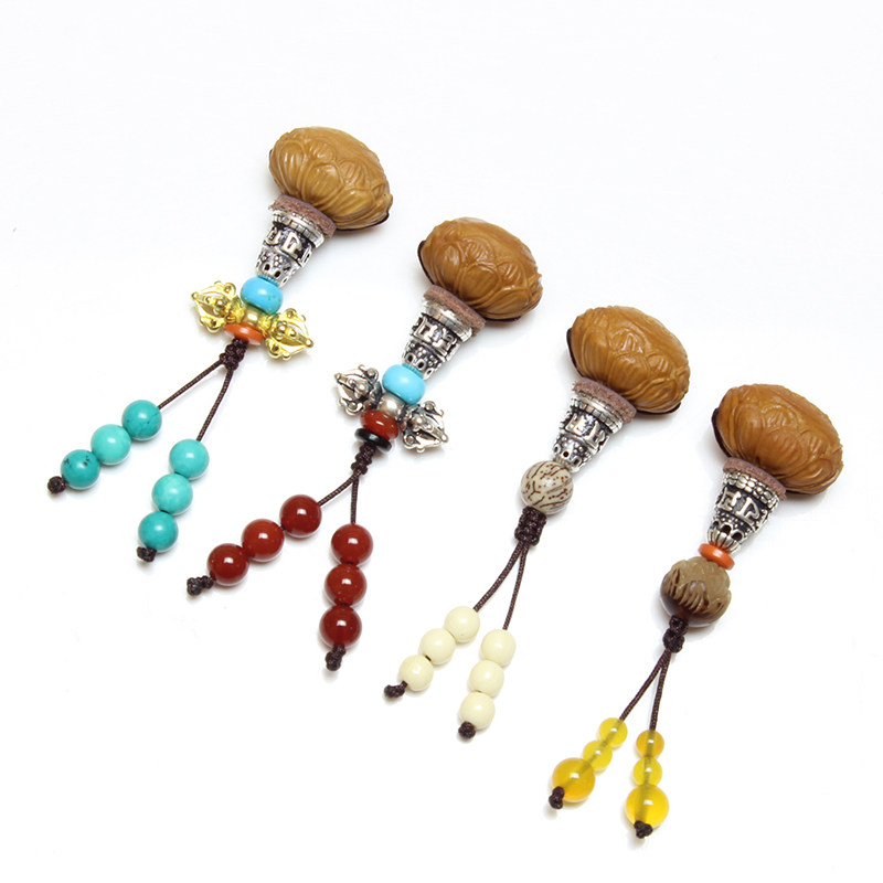 diy配件套餐橄榄核雕莲花三通A佛头藏银六字真言佛塔手串佛珠配饰