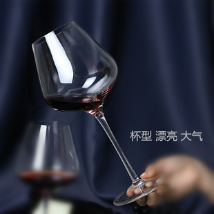 红酒杯水晶勃艮第葡萄酒杯醒酒器一对大号大J肚高脚玻璃杯定制log
