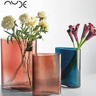 进口迷创意家居玻璃水晶土耳水培花瓶U器摆件彩色茶几N雾系列其DE