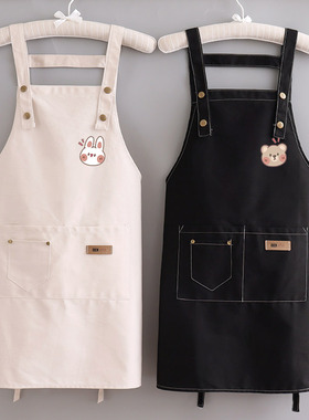 新款围裙定制glogo印字纯棉围腰餐厅上班可爱女透气工作服男士帆