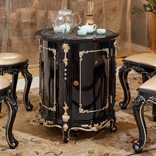 红小小茶桌移动欧式茶桌茶车茶台泡茶桌茶台实木檀色阳台家用圆形