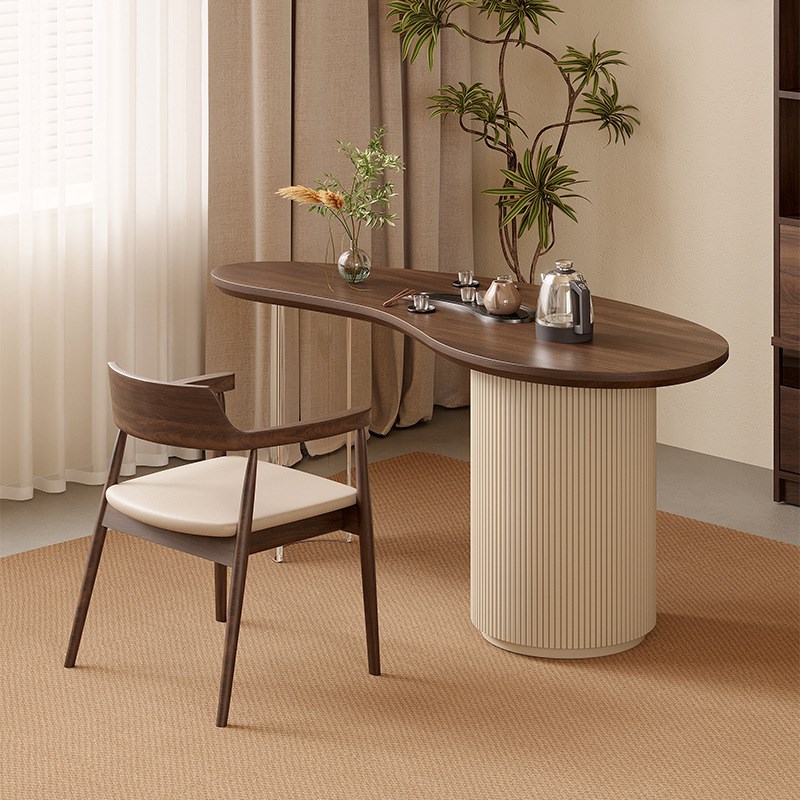 D墭2北美黑胡桃木家用精致小型实木阳台茶桌O书桌一体两用小户型