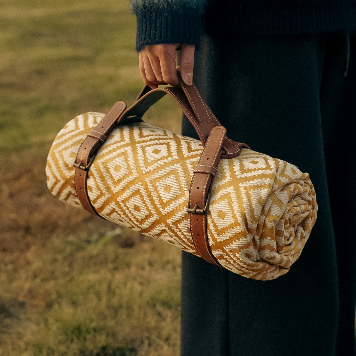 黄色提花野餐垫氛围感满满