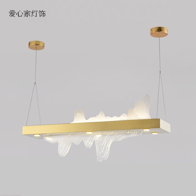 新中式网红吊灯现代简约餐厅吧台山水禅意风酒V店大堂书房灯具