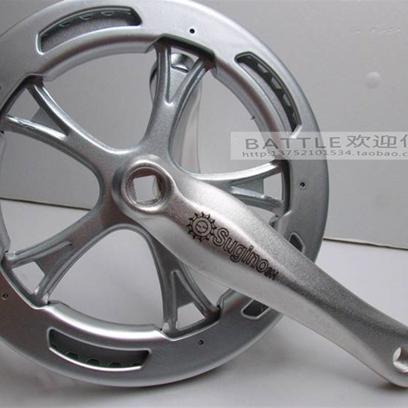 折叠车牙盘小轮铝合金曲柄单车单速变速齿盘52T双炼V罩 轮盘52齿