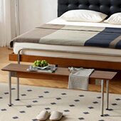 原木餐桌小户型客厅复古换鞋 凳家用玄关北欧不锈钢实木长凳长条凳