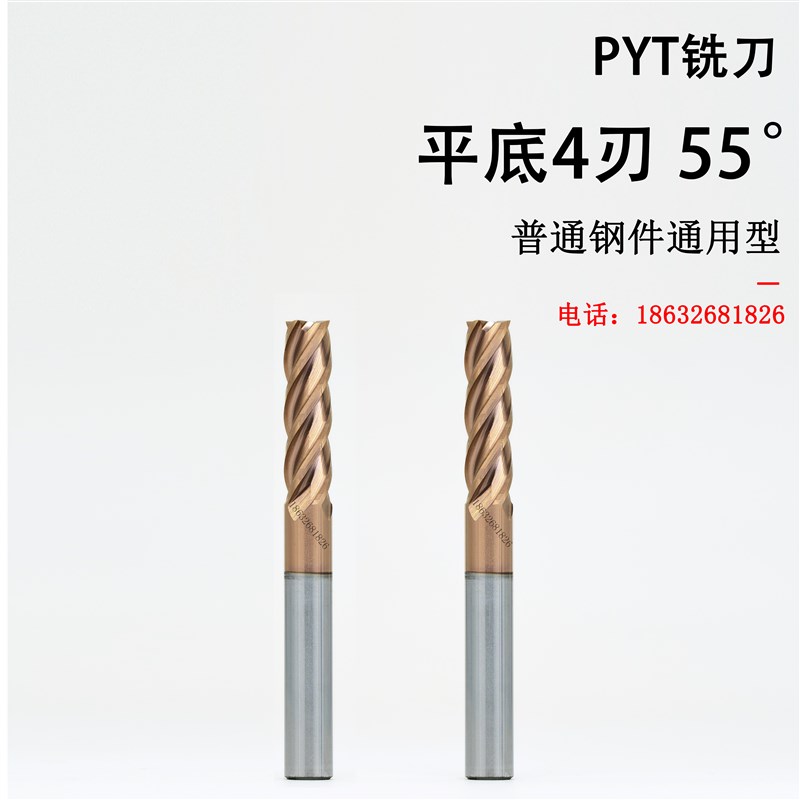 PYT55度钨钢刀l12*45*100 4刃 直径12毫米整体合金钨钢铣刀