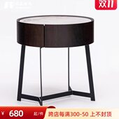 烤漆边柜简约现代简约意床头收纳柜极简边几网红床式 床头柜小圆形