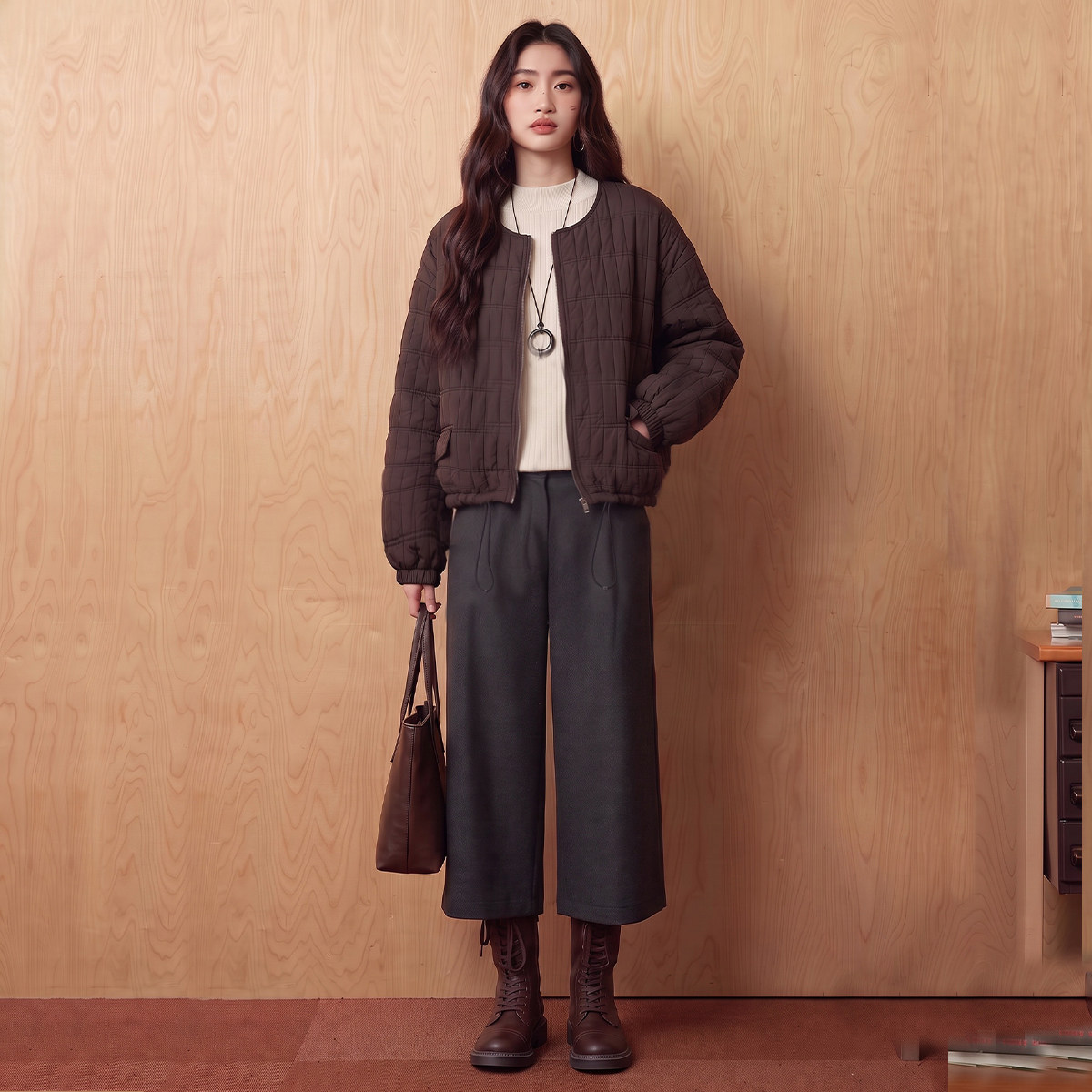 吉米赛欧冬季绗缝短款保暖棉服女
