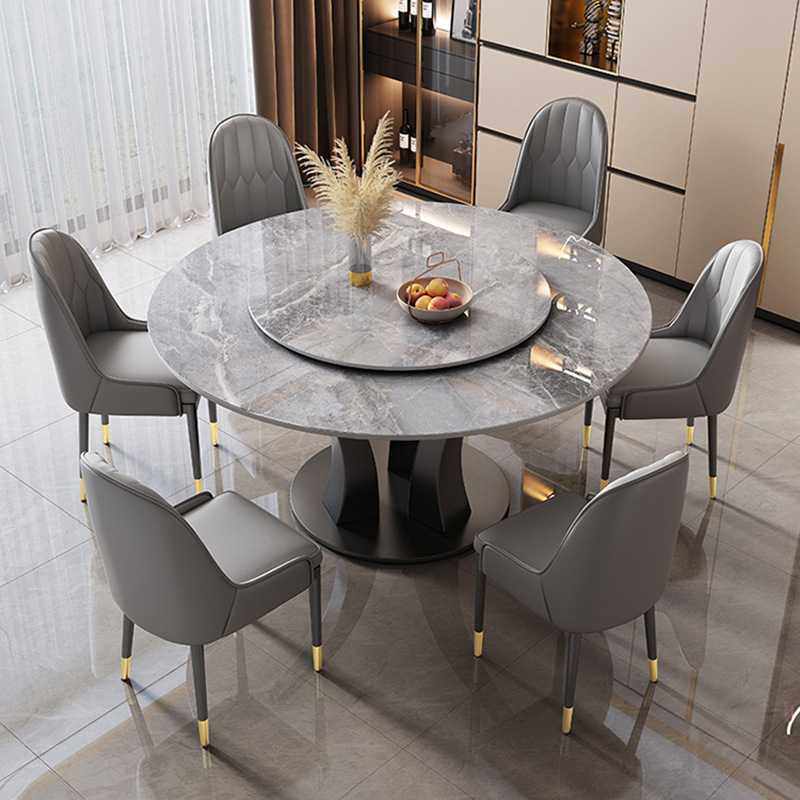 轻奢岩板餐桌椅组合意式简约现代家用大小户型餐厅饭桌带转盘圆桌,住宅家具,岩板餐桌,淘宝优惠券,粉丝福利购,淘宝优惠卷