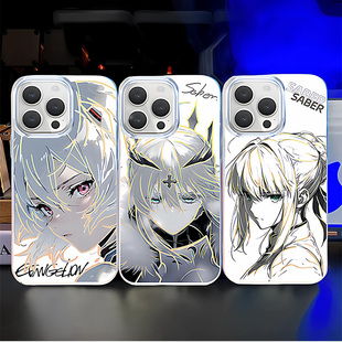 线稿saber炫彩渐变动漫适用iQOOZ10Turbo新款Z9Turbo二次元z9x手机壳防摔壳极光金变色龙iqooz8z8xz7保护套