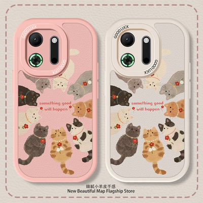 小红花猫咪适用oppok13Turbo手机壳k13X新款k12x卡通可爱K11小羊皮k10PROK10活力版防摔女全包硅胶秋冬保护套