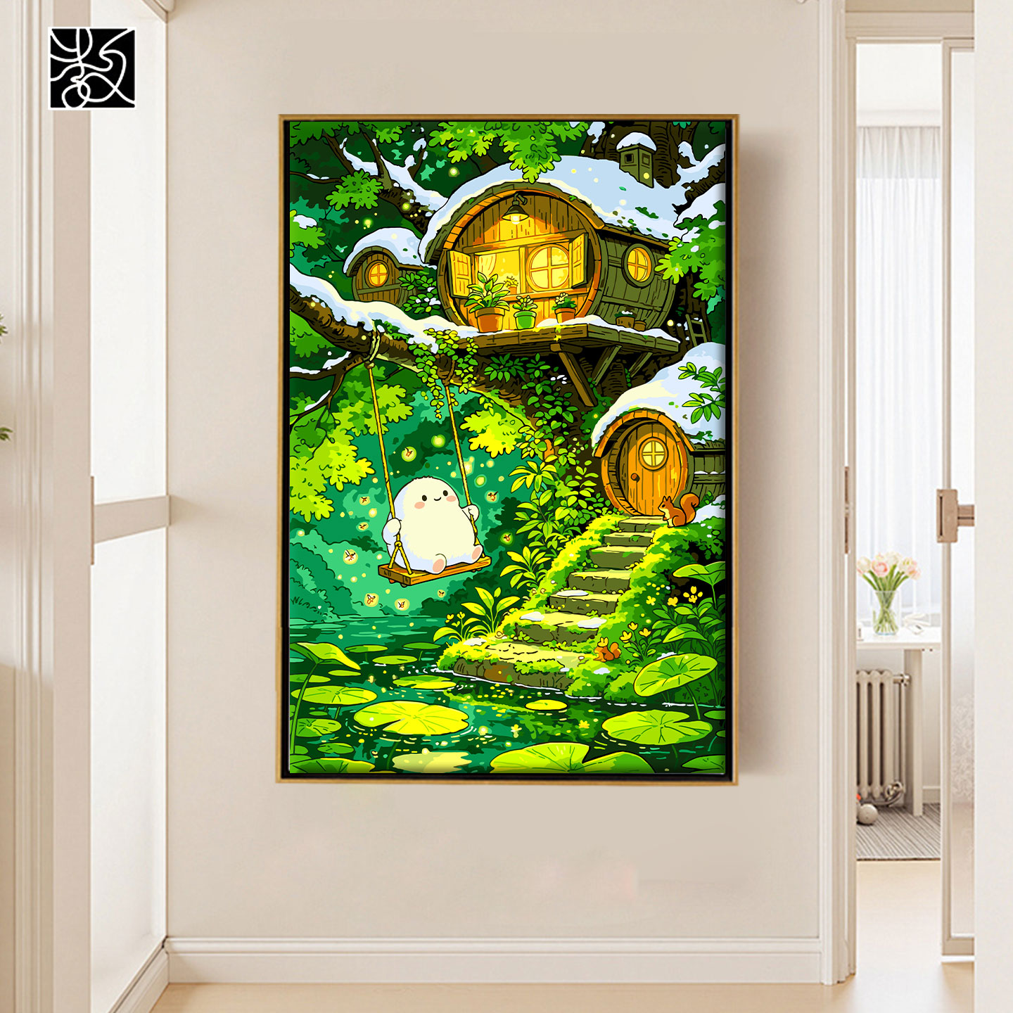 数画大师数字油画手工减压画画涂色装饰画手绘填色丙烯画树屋童话