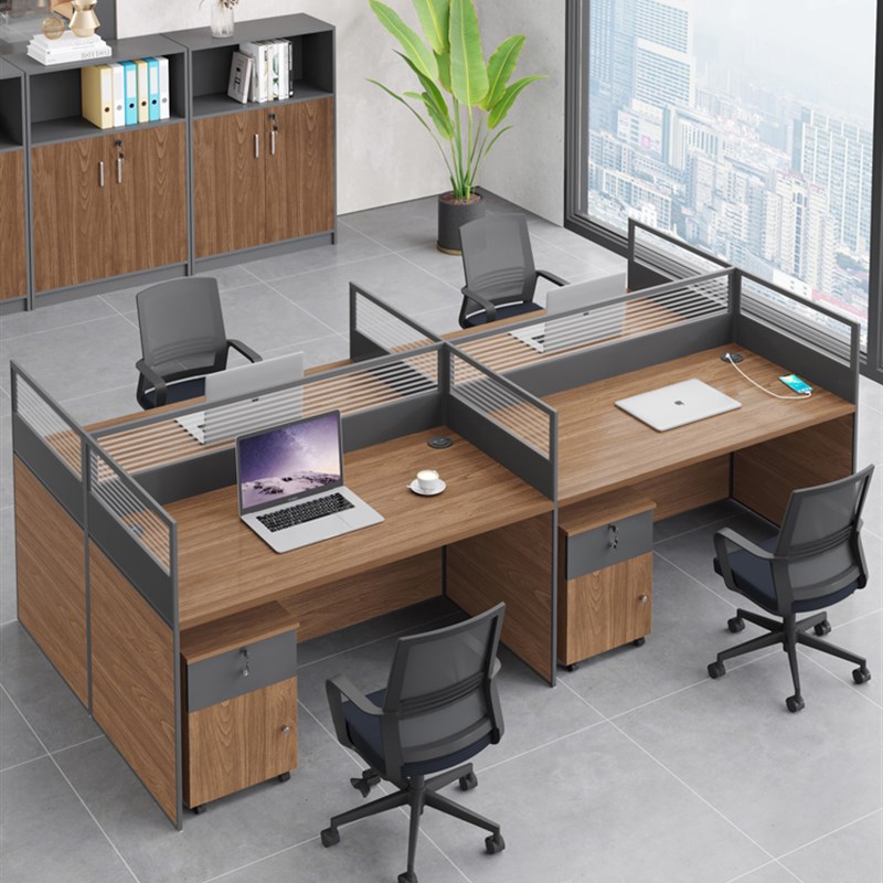 新款职员办公桌椅组合简约现代4人位6人员工N位办公室四人位屏风