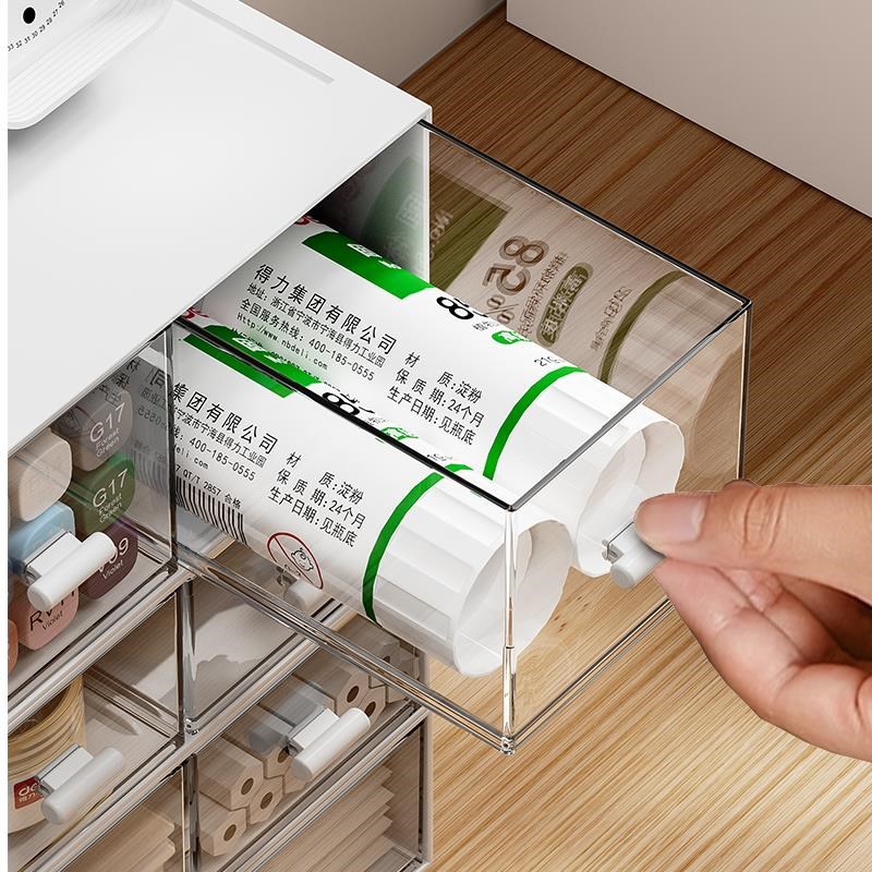 桌面收纳盒抽屉式办公桌工位文件收纳H盒子书桌杂物小型透明置物