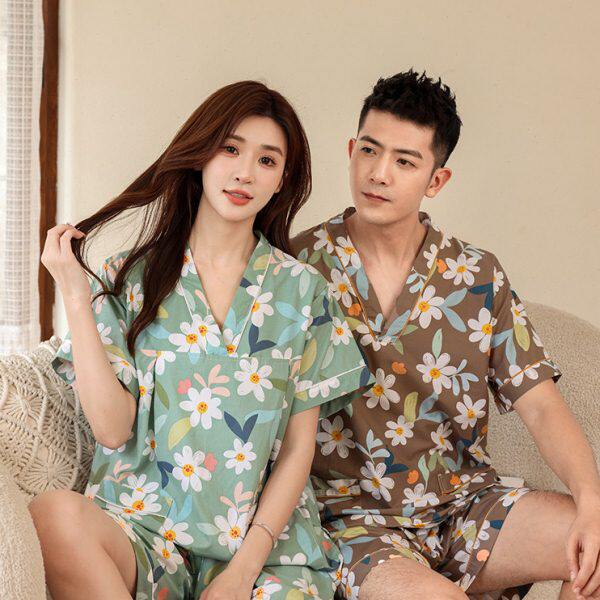 默美汗蒸服女情侣款睡衣印花足店天丝棉 德工厂疗 弹力洗浴家居服
