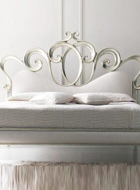 镂空7后现代I 休闲新 R12银色1.8m床 床主卧床  双人床实木床古典