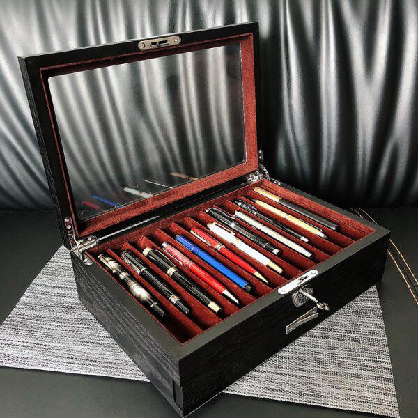 豪华柜展示盒木质现货精致个性文具盒笔收纳盒钢笔雪茄柜复古包邮