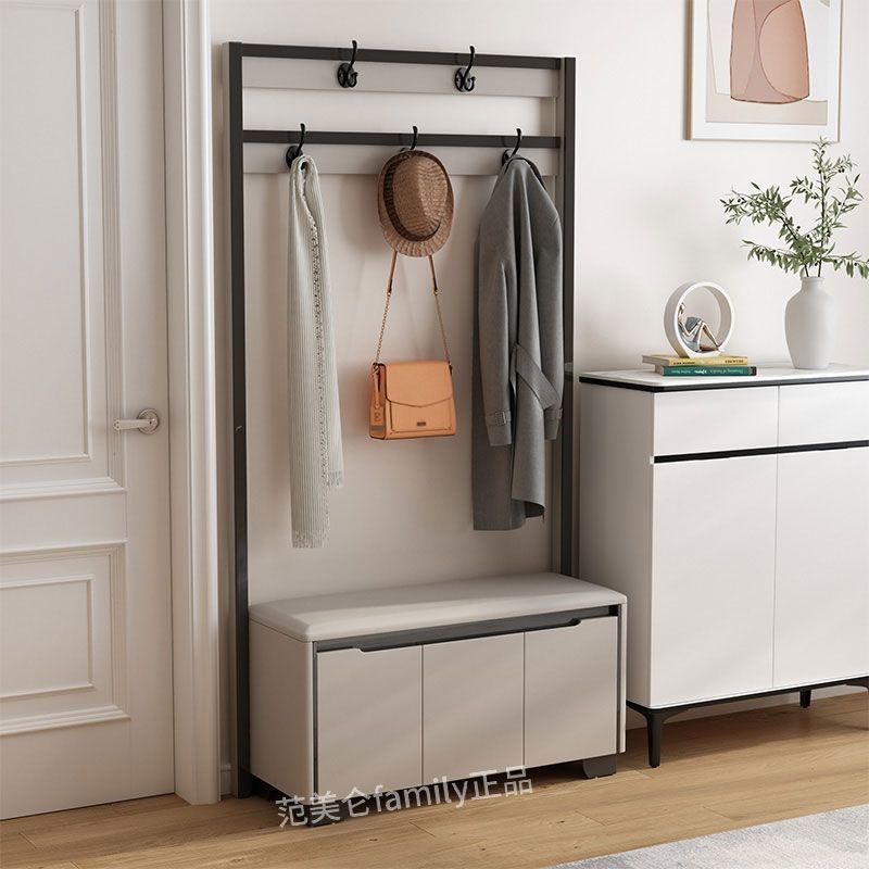实木换鞋凳挂衣架一体衣帽架家用现代简约M门厅门口立式落地衣架