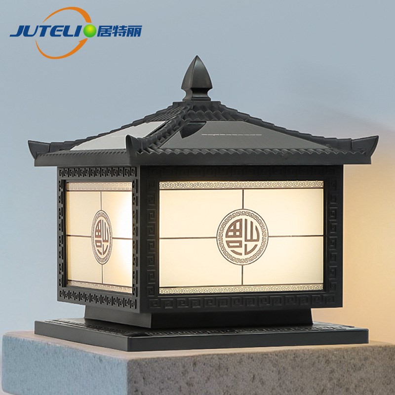 太阳能柱头灯户外庭院灯别墅大门口D两侧柱子灯围墙灯防水大门柱