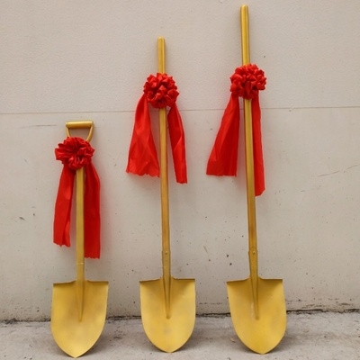 钢用铁铲专包奠基子全典工v开业金锹铲子金色庆动邮.金铁锹仪式