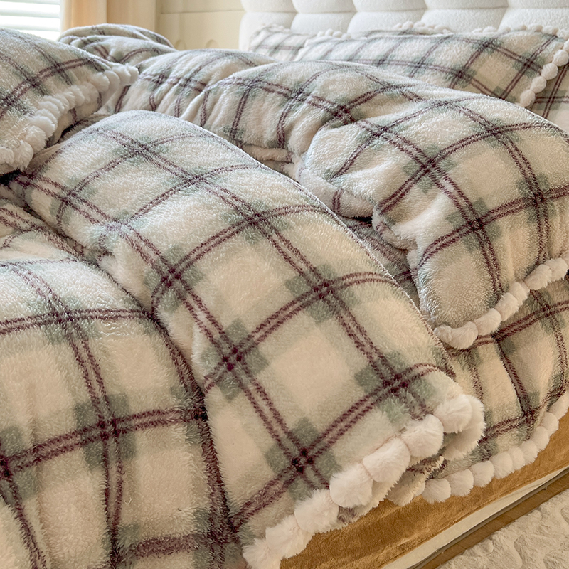 冬季加厚云朵绒床上四件套202z3新款加绒面床品牛奶珊瑚绒被套床