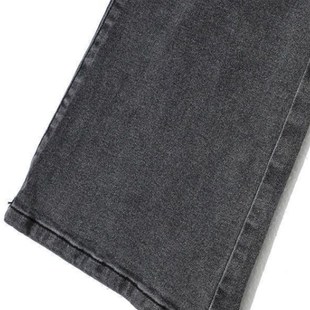 子潮 弹力直筒百搭喇叭裤 烟灰色微喇牛仔裤 女春秋辣妹高腰显瘦大码