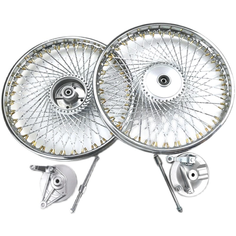 嘉陵JH70摩托车轮毂总成轮圈幼兽CY80复古改装轮辋72辐条麻花钢圈