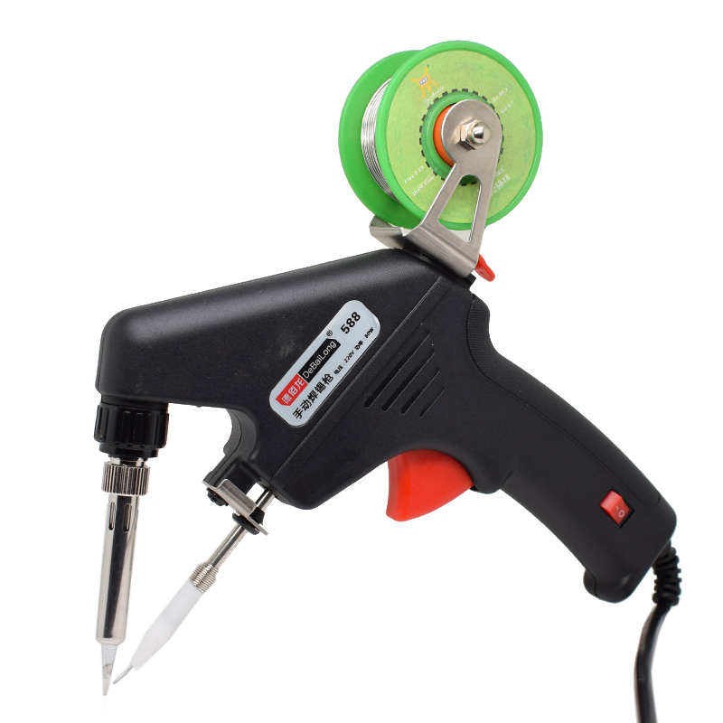 新型新款手动焊锡枪60W恒温电烙铁自动焊锡套装家用电维修焊接工