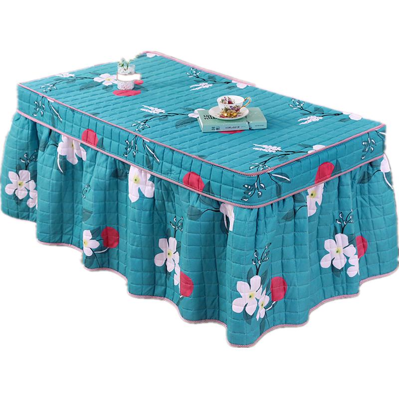 加厚绒电炉罩烤火罩长方形裙摆式冬季家用茶几取暖桌布电暖炉被套