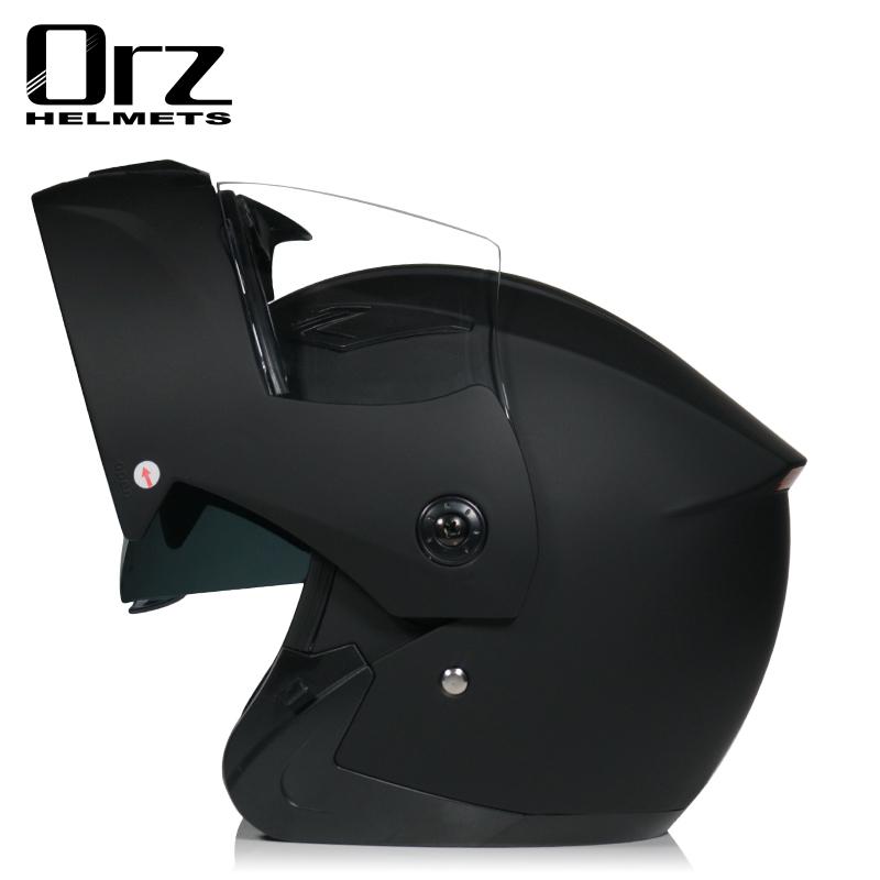 ORZ电动自行车头盔男女全盔双镜片情侣蓝牙尾翼白色揭面蝴蝶结辫