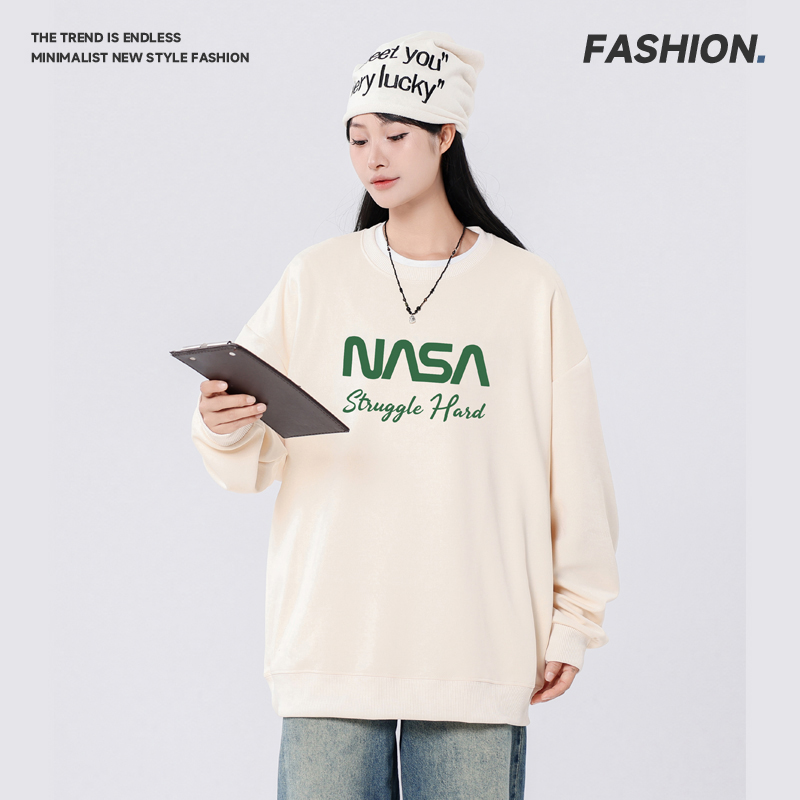 日系简约卫衣春秋基础款圆领纯色长袖衫宽松慵懒风通勤百搭外套3