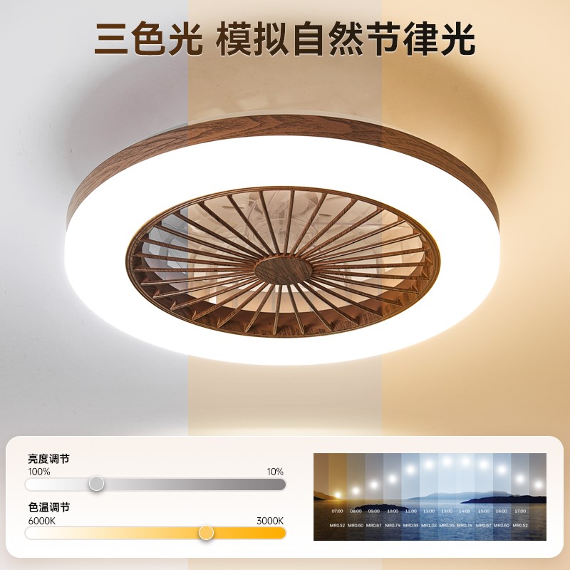 箭牌照明风扇灯中古简约餐厅灯2025新款卧室房间灯一体吸顶电扇灯