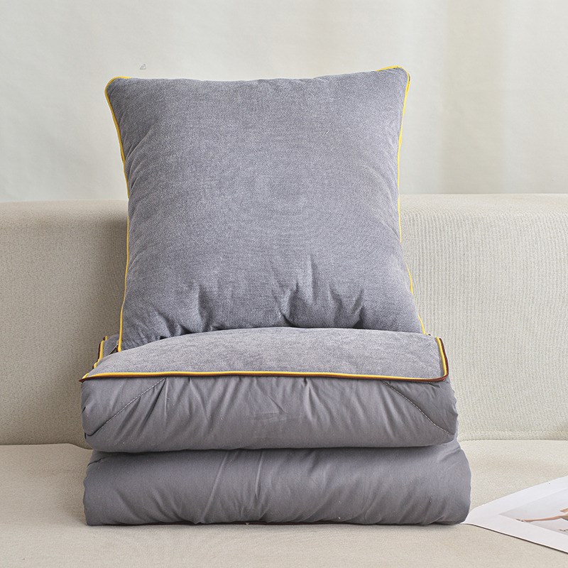 新雪尼尔纯色全棉抱枕被子两用办公室午睡空调毯宿舍折叠靠垫纯棉