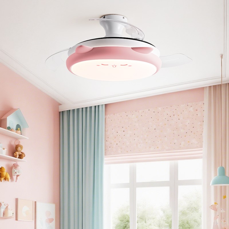 隐形风扇灯吸顶家用房间卧室餐厅个性创意温馨浪漫儿童电风扇吊灯