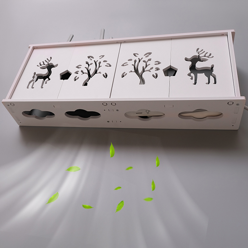 路由器收纳盒光猫无线wifi机顶盒置物架电线插排插座遮挡盒免打孔