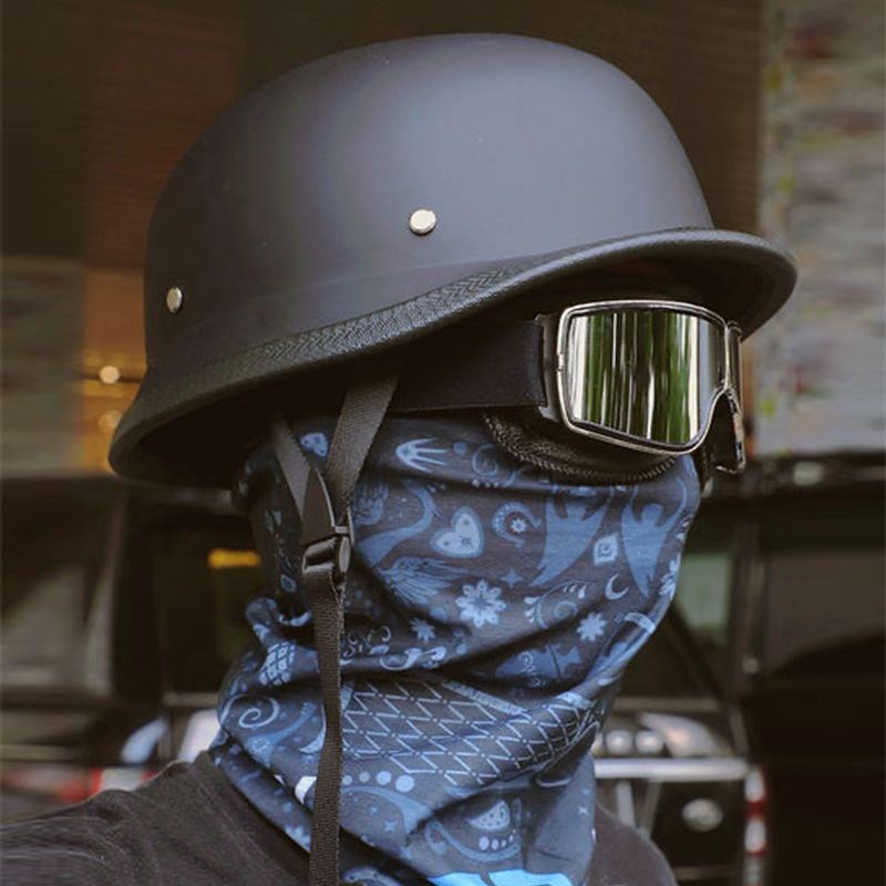 3C认证机车复古头盔摩托车头盔瓢盔哈雷德式钢盔帽大兵盔巡航半盔