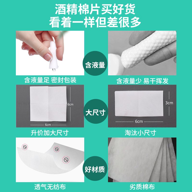 酒精棉片100片75度6x6一次性擦手机眼镜美甲单独包装消毒湿巾